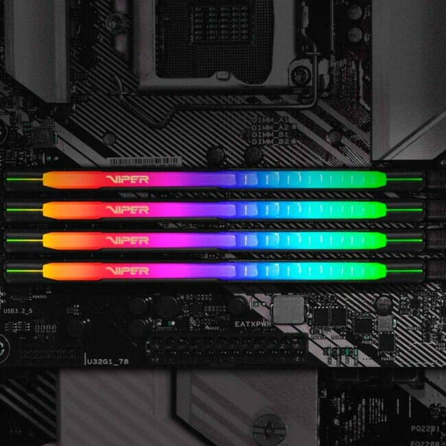 Memória RAM 16gb DDR4 Patriot Viper Steel RGB, 3200MHz, CL18