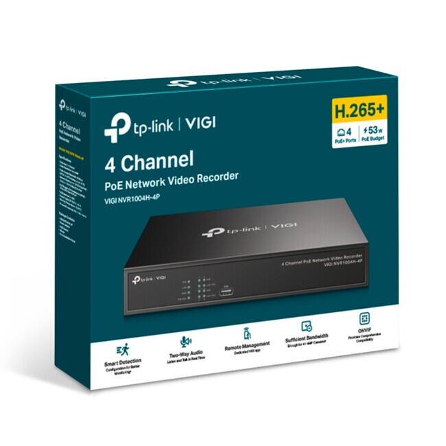 NVR Gravador de Vídeo de Rede TP Link, 04 Canais POE+, VIGI