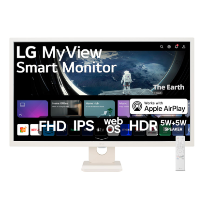Monitor LG MyView Smart - Tela IPS de 32”, FHD, WebOS, ThinQ Home, Air Play 2, Screen Share, Bluetooth - 32SR50F-W