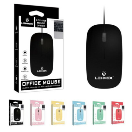 Mouse Lehmox Óptico Usb Office Amarelo – LEY-1564