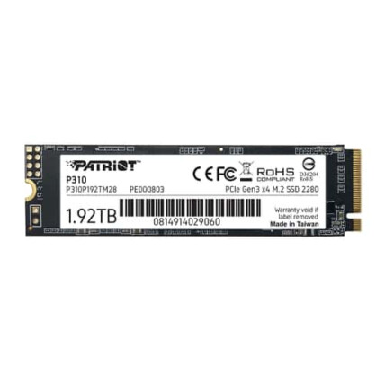 SSD M.2 Patriot P310, 1.92TB, 2280, PCIe Gen 3x4, NVMe – P310P192TM28