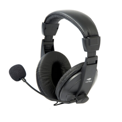 Headset C3 Tech PH-60BK, USB, Voicer Confort com Microfone, Preto - PH-60BK