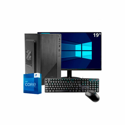 Computador Intel Core i7, 16gb RAM, SSD 240GB, Windows 10 Pro, Monitor 19" e Kit de Teclado e Mouse, Hawkeye