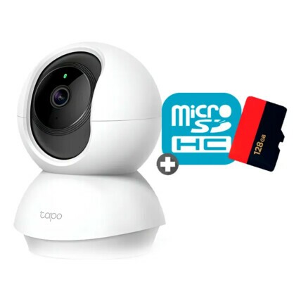 Câmera de Segurança Wi-Fi TP-Link Tapo TC70 com Pan/Tilt 360° Visão Noturna e MicroSD 128GB