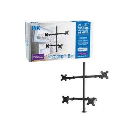 Suporte Ajustável p/ 4 Monitores 10 a 32 Polegadas PX-200M Pix - 079-0083