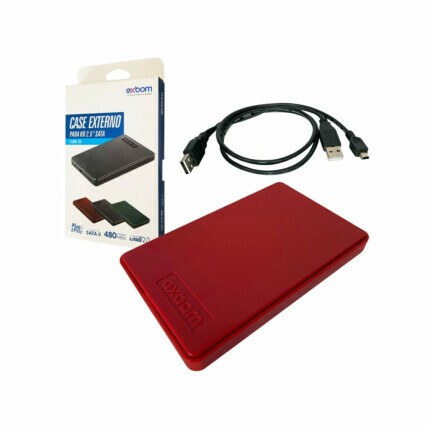 Case p/ HD e SSD 2.5" USB 2.0 Vermelha Exbom CGHD-20B