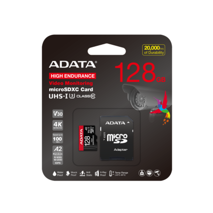 Cartão de Memória Adata High Endurance MicroSD, 128GB, Classe 10 – AUSDX128GUI3V30SHA2-RA1