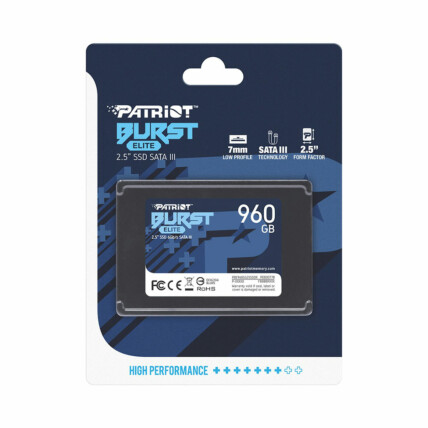 SSD 960GB Patriot Burst Elite, Sata, Leitura 450mbps e Gravação 320mbps