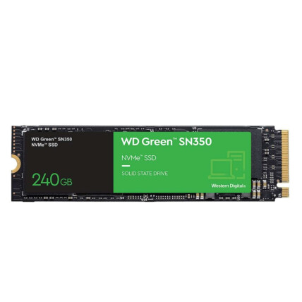 SSD M2 240gb WD Green SN350, NVMe, Leitura 2400mbps e Gravação 900mbps