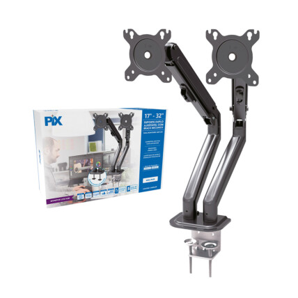 Suporte para 2 Monitores Pix, Braço Mecânico e Articulado, de 17 a 32” Polegadas, 079-0037
